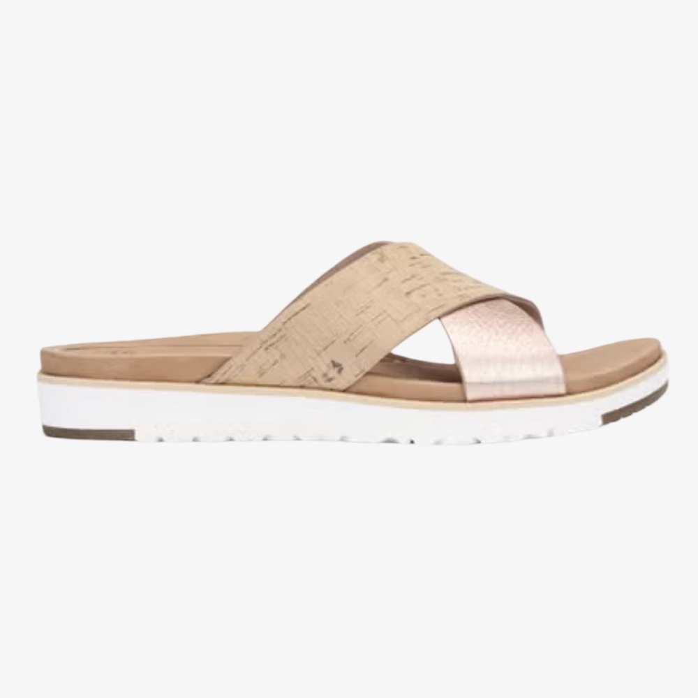 Women's UGG’s Kari Slide Sandals in Cork & Metallic Rose Size 9